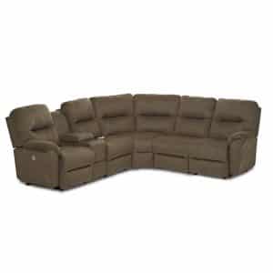 bodie reclining sectional in modern beige fabric with power recline feature