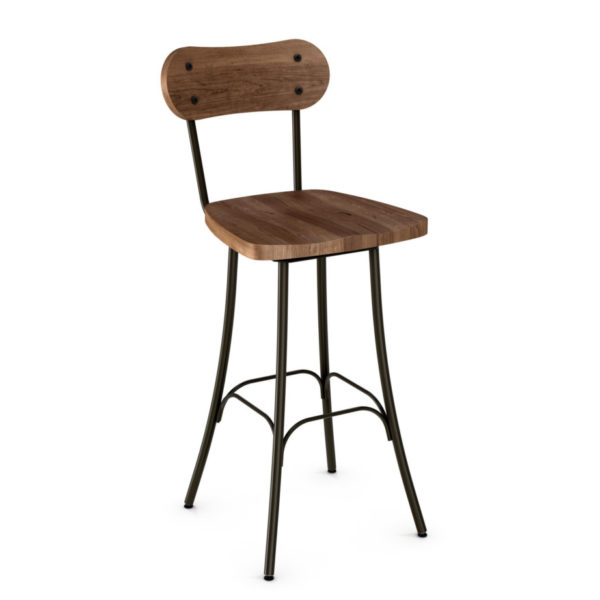 amisoc bean bar stool with wood seat for kitchen counter island