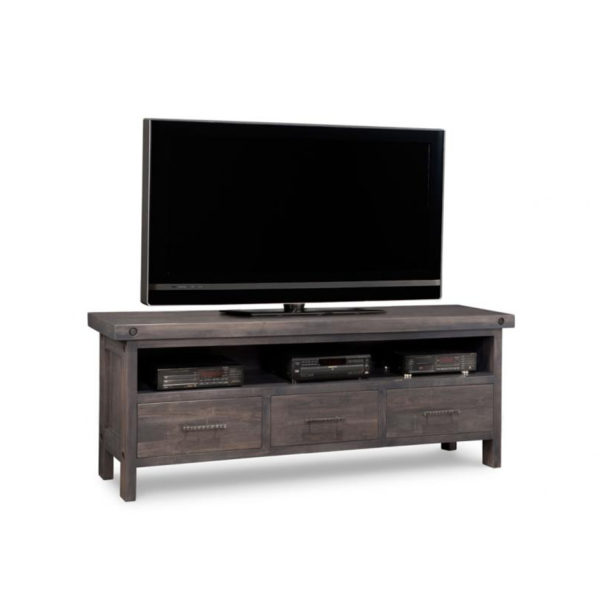 made in canada handstone rafters tv console with industrial elements