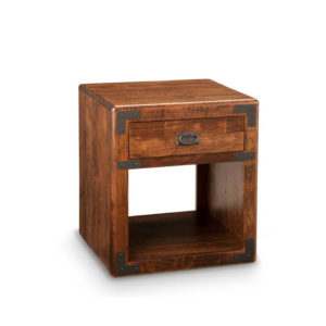 solid rustic wood saratoga end table with drawer