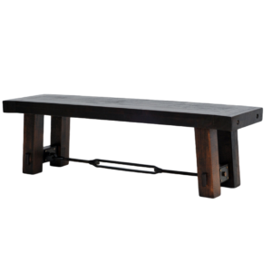 modern farmhouse benchmark dining bench with metal accent