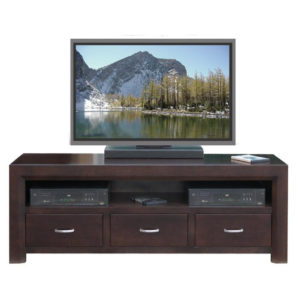 modern dark wood finish on the contempo tv console