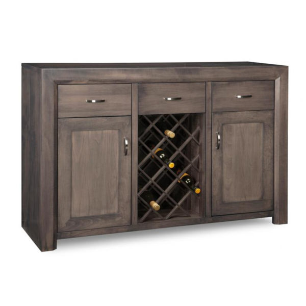 mennonite made solid wood contempo wine sideboard with wine rack