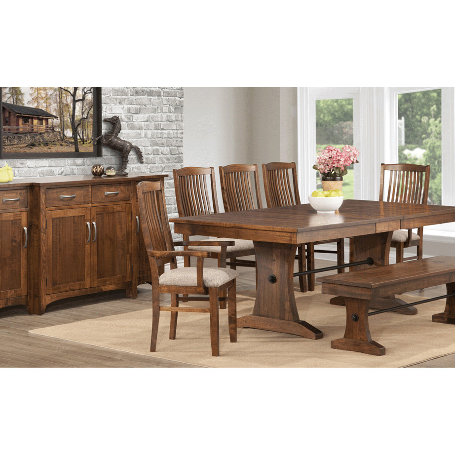 solid wood canadian made glen garry dining suite in room with trestle table