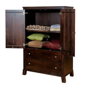 solid wood kitsilano armoire with upper storage doors