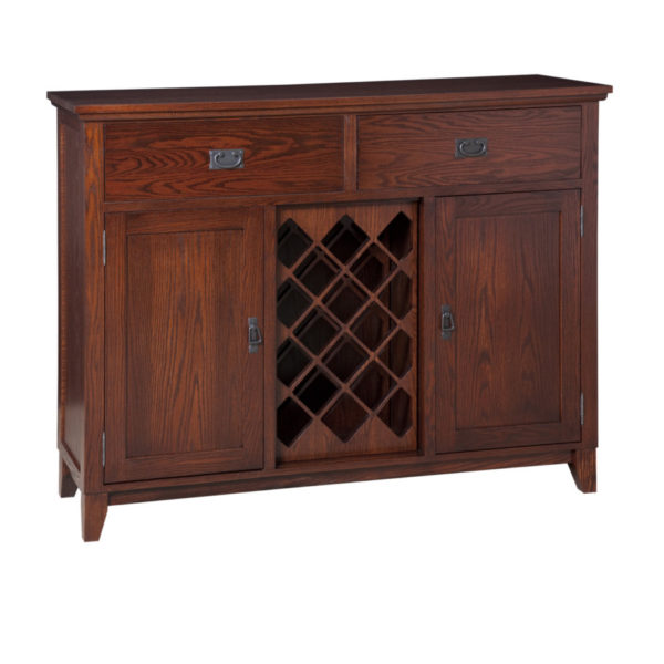 solid wood arts and crafts mission style small server with wine rack