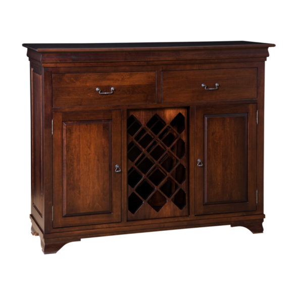 traditional home solid wood morgan bar server in dark solid wood