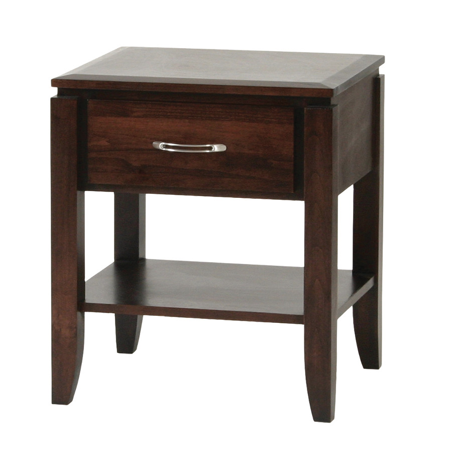 modern solid wood newport square end table with drawer
