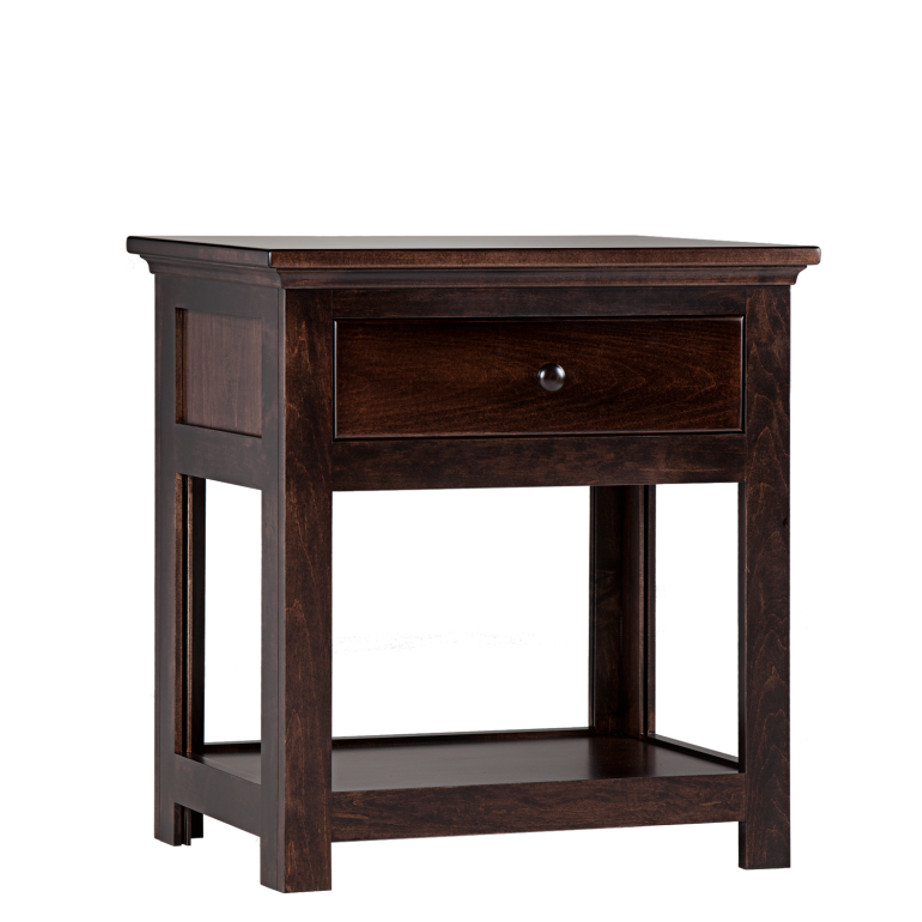 solid wood shaker wide end table with drawer