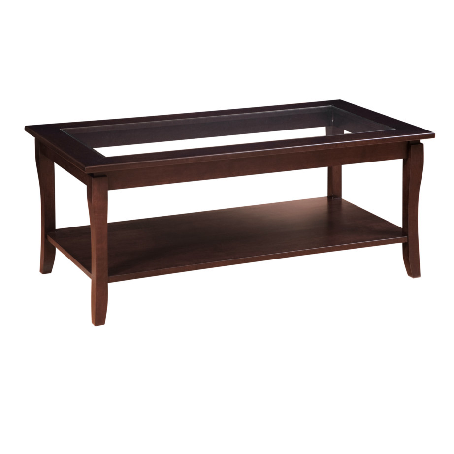 woodworks solid wood soho coffee table with rectangle glass insert