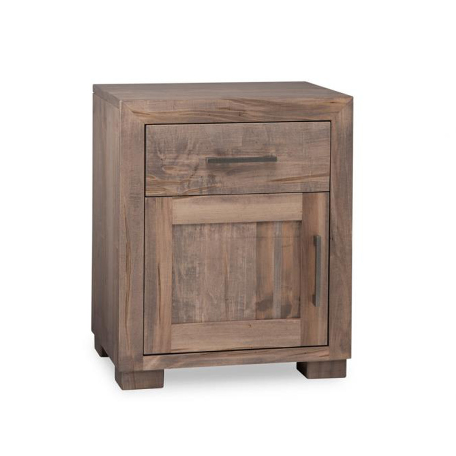 solid rustic wood steel city night stand with 1 drawer