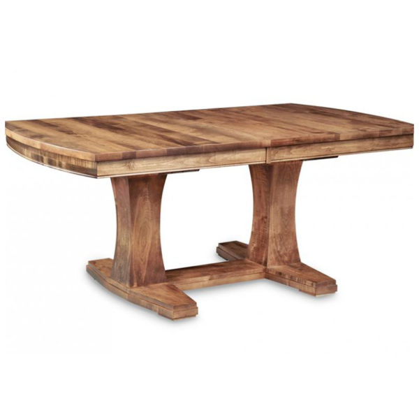 amish made solid wood stockholm tresle table with leaf extension options