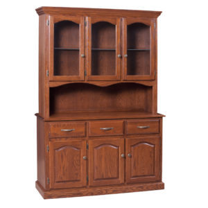 canadian made solid wood traditional 3 door buffet and hutch from woodworks