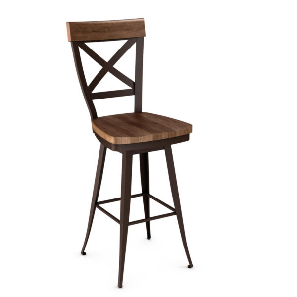 solid wood seat and back on the kyle swivel stool for kitchen islands