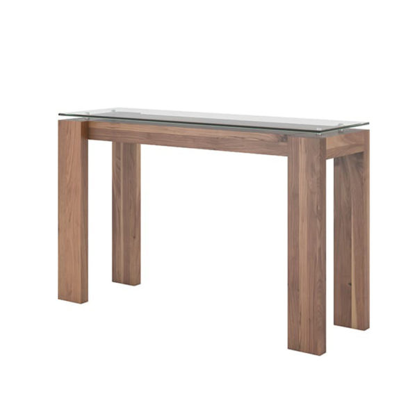 canadian made with walnut wood frame and glass top mpd console table