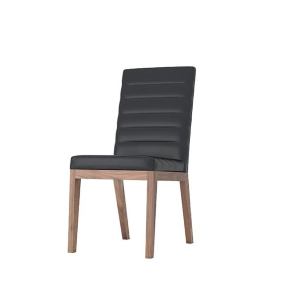 modern solid wood frame moto dining chair in custom leather