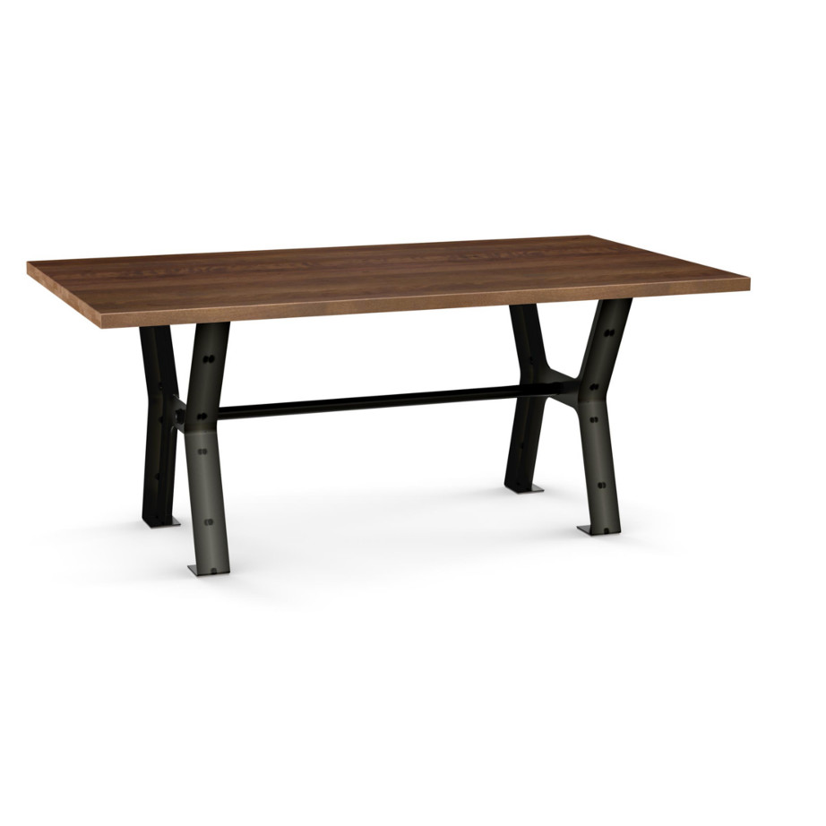 solid birch wood top on parade trestle table with metal base