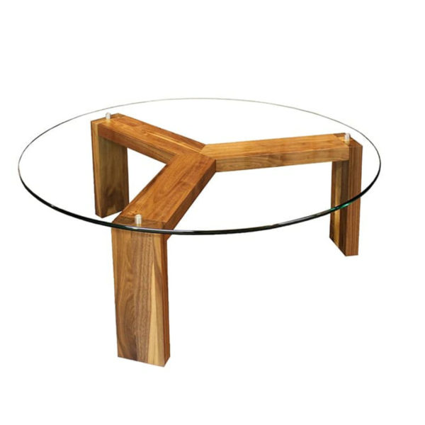 modern wood base round prague coffee table