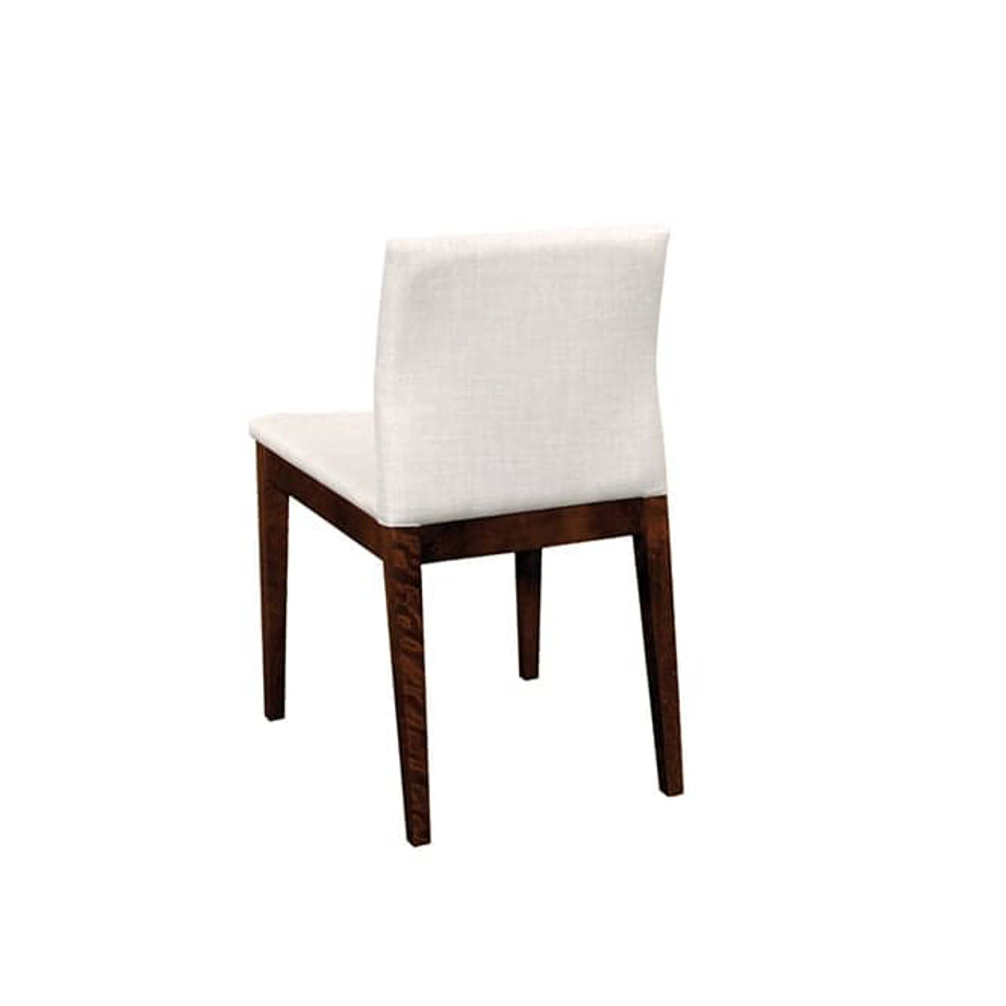 low back view of the slim 31 dining chair in custom fabric