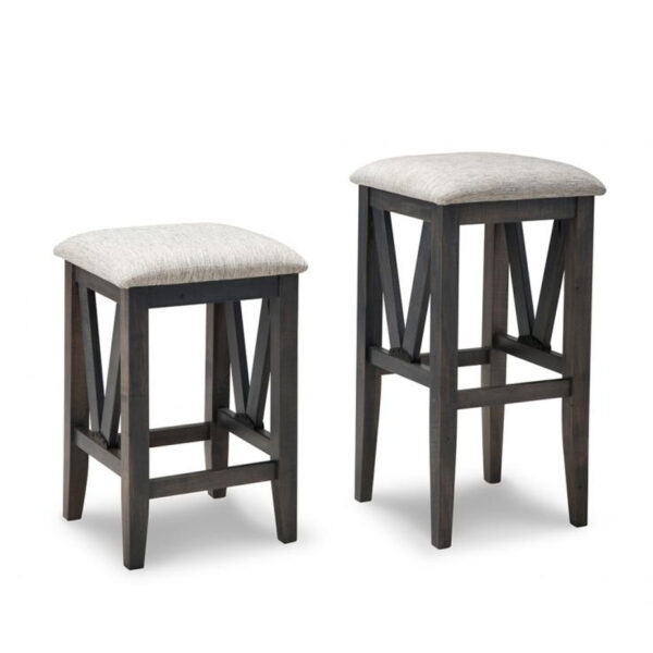solid wood backless chattanooga stool with fabric seat