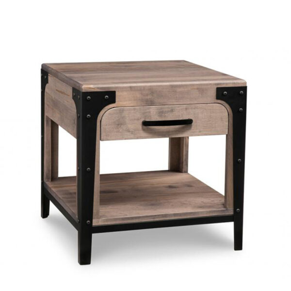 amish made in solid wood portland end table with drawer