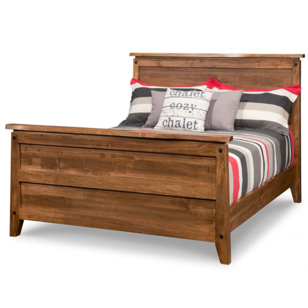 solid wood with live edge top pemberton bed with tall footboard