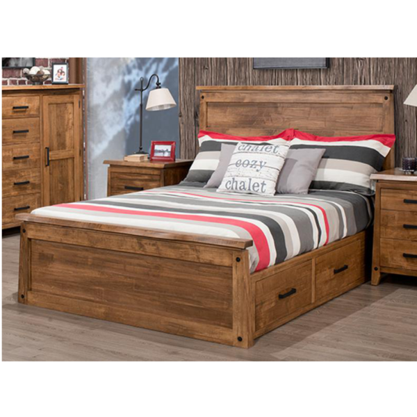 solid rustic wood pemberton storage bed with lower drawers