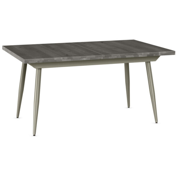 solid rustic wood top on the belleville table that has optional leaf