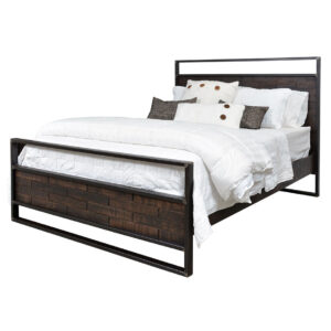 solid wood carson bed with metal detail
