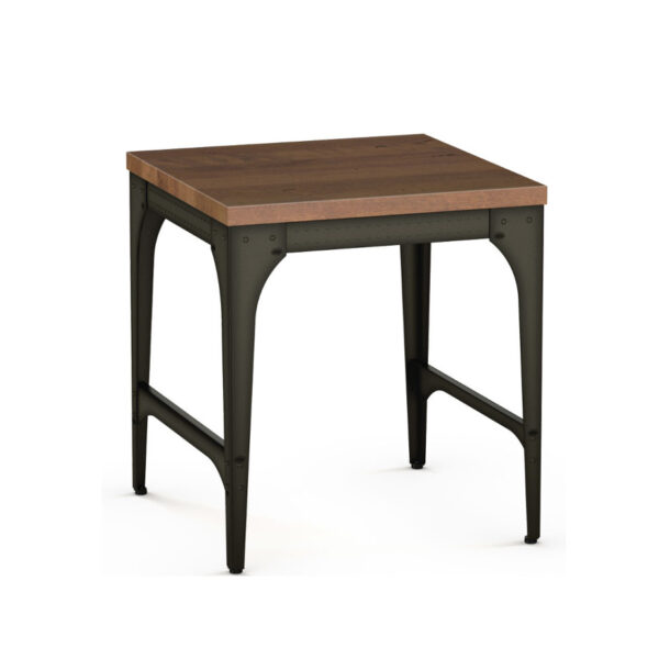 amisco elwood end table with rustic metal and solid wood top