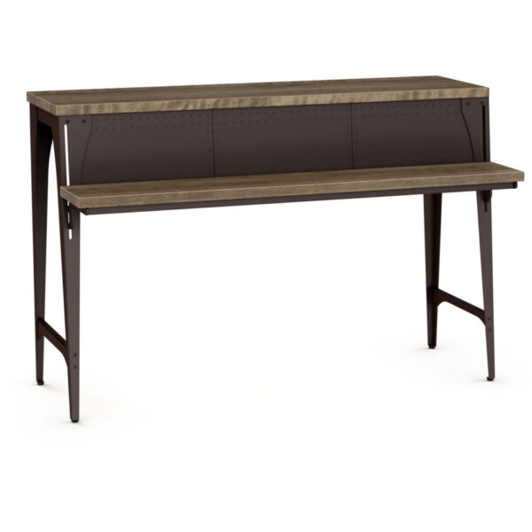 solid rustic wood elwood island table with adjustable shelf