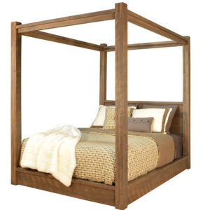 solid rustic wood greystone canopy bed with 4 poster design