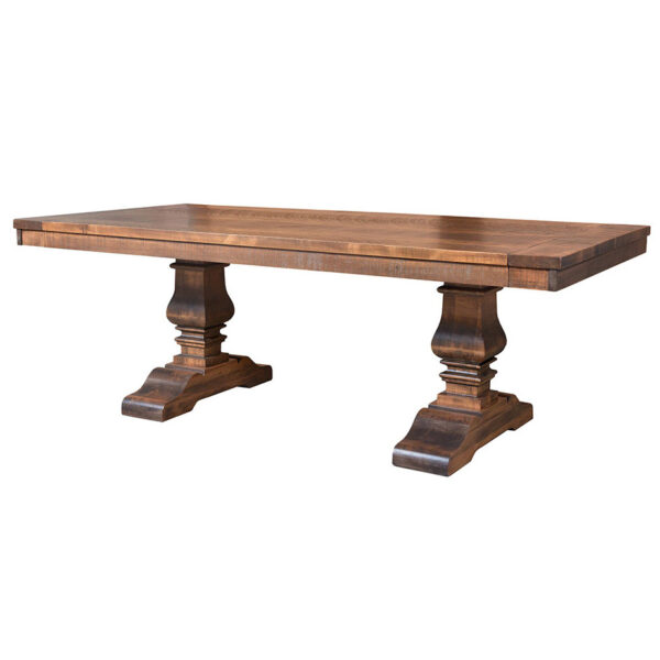 solid wood heritage table with traditional trestle design