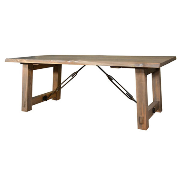 solid rustic wood benchmark table with real live edge top