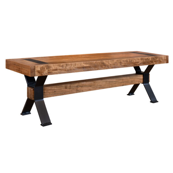 solid wood arthur phillipe bench with rustic metal leg details