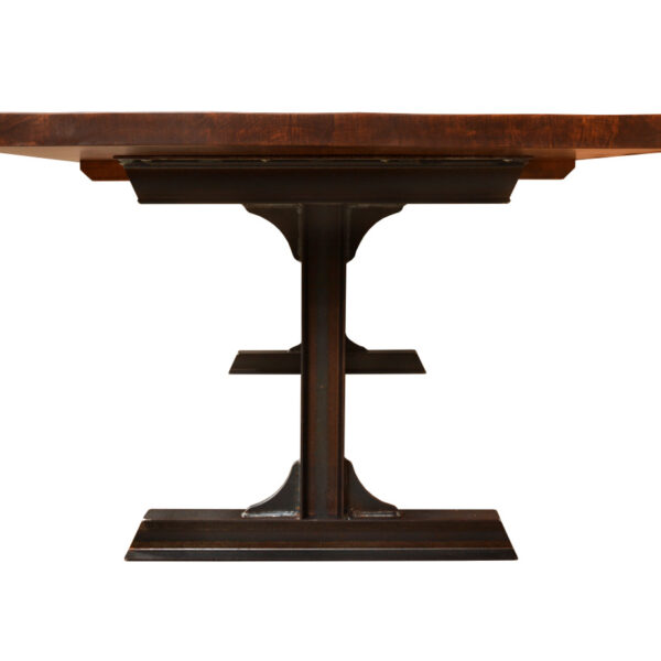 base detail of bathurst live edge table with forged metal details