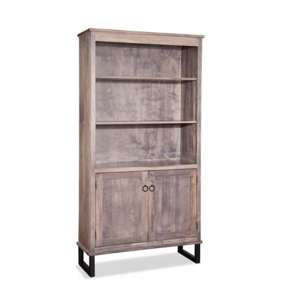 solid rustic wood cumberland bookcase with lower doors
