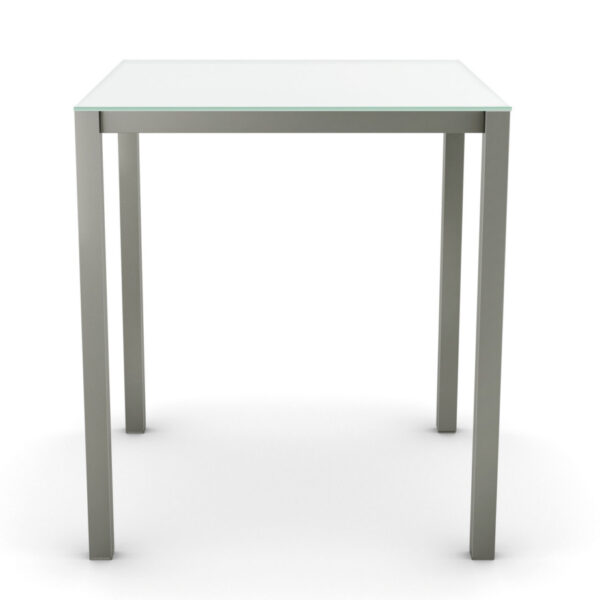 carbon pub table with white glass is canadian made by amisco