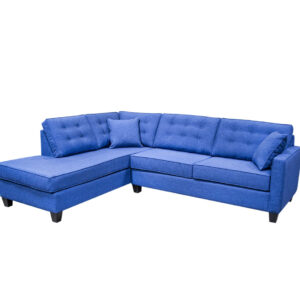 modern blue fabric showcase the button back on this custom lincoln sectional