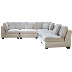 feather wrapped seat and back cushions on the modular sectional