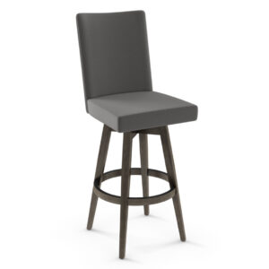 wood frame noah swivel stool with custom fabric seat