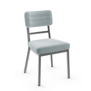 modern phoebe dining chair in custom fabric with metal frame