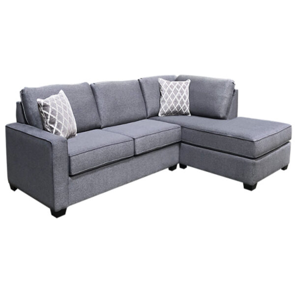 clean lines are showcased on the baltimore sectional in this custom grey fabric option