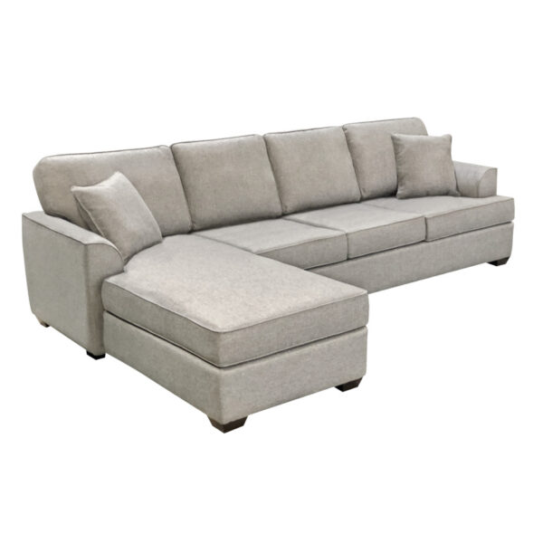 sloped arm denver sectional in custom long size with chaise seat