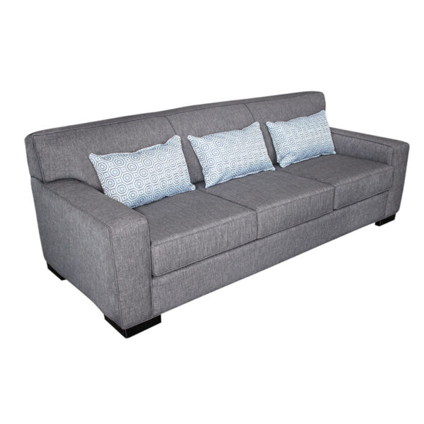 canadian made arsenio sofa shown with custom toss pillows