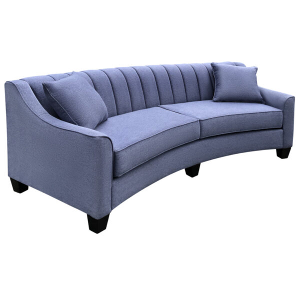 custom built chanel curved sofa with curved back and modern fabric
