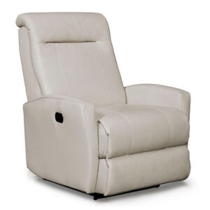 kup recliner in modern white leather. Great small scale condo size power recliner chair