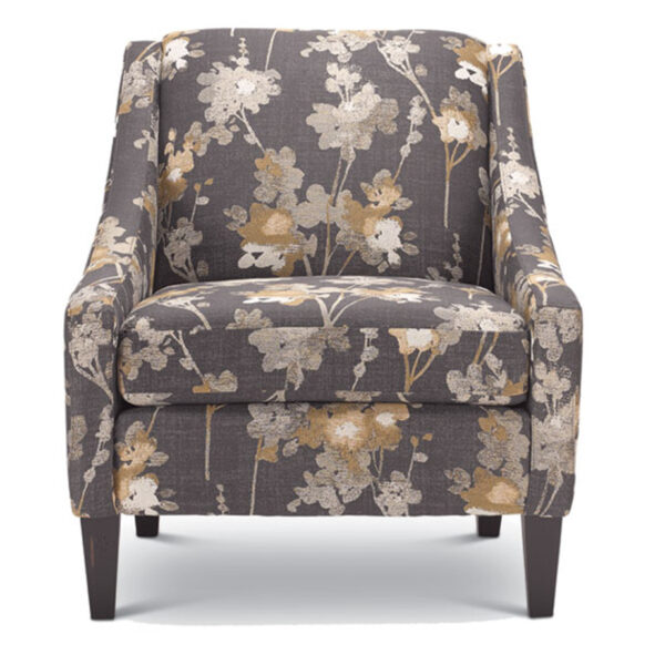 custom built regan chair with modern floral upholstery