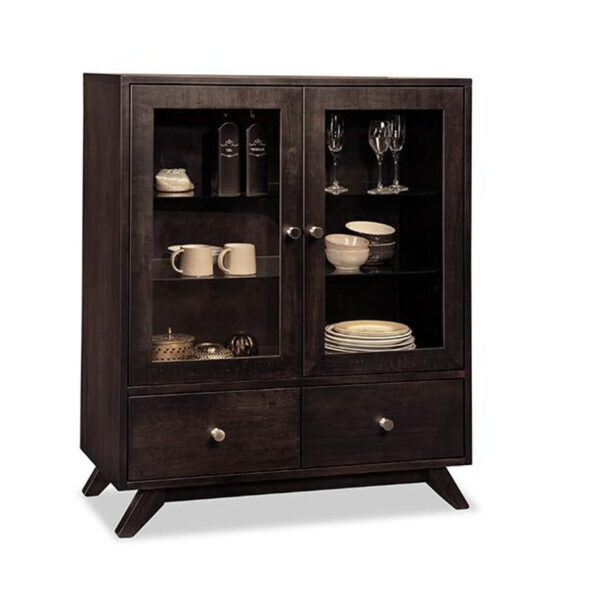handstone tribeca display cabinet in solid wood with dark custom finishing