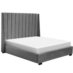 fabric the row bed with upholstered platform base